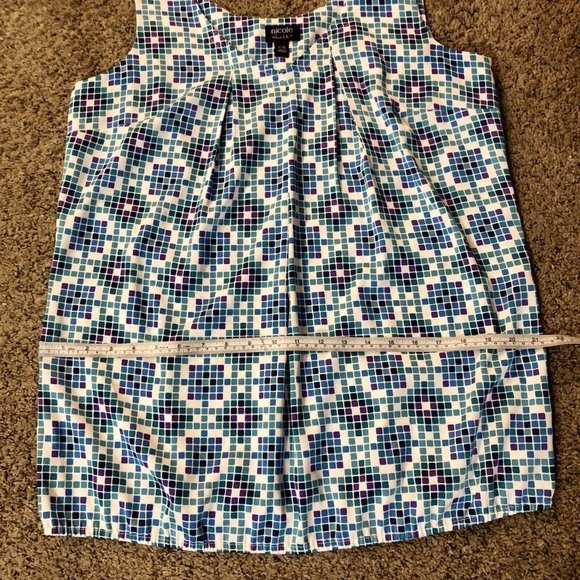 Nicole by Nicole Miller Blouse Womens L Used Sleeveless Blue Purple Cream - Picture 10 of 12